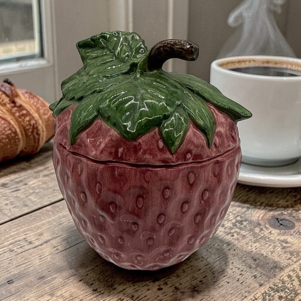 Vintage Strawberry Covered Dish Bowl Fwc The Cooks Bazaar Jelly Server Rare READ